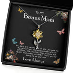 To My Bonus Mom Necklace Love Always Greatest Mother's Day Gift Necklace Sunflower Pendant Necklace