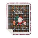 Personalized Gift Tartan Plaid Blanket Clan MacLaren Weathered With Funny Santa Snowman Reindeer Merry Christmas Gift Sherpa Blanket, blue plaid sherpa blanket,blue tartan sherpa blanket,Buchan,buffalo plaid sherpa blanket,christmas sherpa blanket,Christmas Throw Blanket