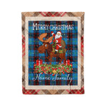 Personalized Gift Plaid Tartan Blanket Clan Home Ancient With Moose Lover Xmas Gift Santa Riding Christmas Fleece Blanket
