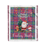 Personalized Gift Tartan Plaid Blanket Clan Lindsay Ancient With Funny Santa Snowman Reindeer Merry Christmas Fleece Blanket, Home Living Room, Plaid Blanket, Tartan Blanket, Scottish Blanket, Buffalo fleece blanket, Christmas Blanket