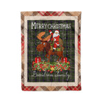 Personalized Gift Plaid Tartan Blanket Clan Davidson Tulloch Dress With Moose Lover Xmas Gift Santa Riding Christmas Fleece Blanket