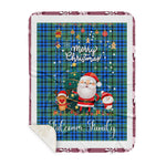 Personalized Gift Tartan Plaid Blanket Clan Falconer With Funny Santa Snowman Reindeer Merry Christmas Gift Sherpa Blanket, blue plaid sherpa blanket,blue tartan sherpa blanket,Buchan,buffalo plaid sherpa blanket,christmas sherpa blanket,Christmas Throw Blanket