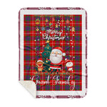 Personalized Gift Tartan Plaid Blanket Clan Grant of Lurg With Funny Santa Snowman Reindeer Merry Christmas Gift Sherpa Blanket, blue plaid sherpa blanket,blue tartan sherpa blanket,Buchan,buffalo plaid sherpa blanket,christmas sherpa blanket,Christmas Throw Blanket