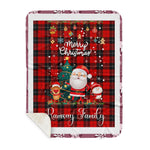 Personalized Gift Tartan Plaid Blanket Clan Ramsay Red With Funny Santa Snowman Reindeer Merry Christmas Gift Sherpa Blanket, blue plaid sherpa blanket,blue tartan sherpa blanket,Buchan,buffalo plaid sherpa blanket,christmas sherpa blanket,Christmas Throw Blanket