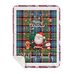 Personalized Gift Tartan Plaid Blanket Clan Stirling With Funny Santa Snowman Reindeer Merry Christmas Gift Sherpa Blanket, blue plaid sherpa blanket,blue tartan sherpa blanket,Buchan,buffalo plaid sherpa blanket,christmas sherpa blanket,Christmas Throw Blanket