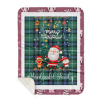 Personalized Gift Tartan Plaid Blanket Clan MacDonald Of The Isles Ancient With Funny Santa Snowman Reindeer Merry Christmas Gift Sherpa Blanket, blue plaid sherpa blanket,blue tartan sherpa blanket,Buchan,buffalo plaid sherpa blanket,christmas sherpa blanket,Christmas Throw Blanket