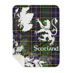 Sherpa Blanket - Tartan Blanket Thistle and Lion Scottish Clan MacMillan Hunting Modern Plaid Blanket, plaid sherpa blanket queen,purple sherpa blanket,queen sherpa blanket,queen size sherpa blanket,red sherpa blanket,scottish tartan blankets,sherpa blanket,sherpa christmas blanket