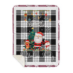 Personalized Gift Tartan Plaid Blanket Clan MacFarlane Grey With Funny Santa Snowman Reindeer Merry Christmas Gift Sherpa Blanket, blue plaid sherpa blanket,blue tartan sherpa blanket,Buchan,buffalo plaid sherpa blanket,christmas sherpa blanket,Christmas Throw Blanket