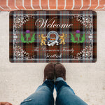 Doormat - Welcome Mat Scottish Clan Badge Cameron Of Erracht Weathered Tartan Door Mat, Plaid Doormat With Thistle and Two Lion Scottish