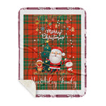 Personalized Gift Tartan Plaid Blanket Clan MacAulay Ancient With Funny Santa Snowman Reindeer Merry Christmas Gift Sherpa Blanket, blue plaid sherpa blanket,blue tartan sherpa blanket,Buchan,buffalo plaid sherpa blanket,christmas sherpa blanket,Christmas Throw Blanket