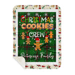 Personalized Gift Tartan Plaid Blanket Clan Primrose With Christmas Cookie Baking Crew Christmas Gift Sherpa Blanket, tartan sherpa blanket,buffalo plaid sherpa blanket,christmas sherpa blanket,Christmas Throw Blanket,green plaid sherpa blanket,green sherpa blanket