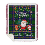 Personalized Gift Tartan Plaid Blanket Clan Carmichael Modern With Funny Santa Snowman Reindeer Merry Christmas Gift Sherpa Blanket, blue plaid sherpa blanket,blue tartan sherpa blanket,Buchan,buffalo plaid sherpa blanket,christmas sherpa blanket,Christmas Throw Blanket