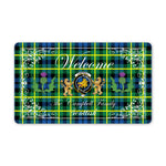 Doormat - Welcome Mat Scottish Clan Campbell Of Breadalbane Ancient Tartan Door Mat, Plaid Doormat With Thistle and Two Lion Scottish