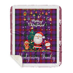 Personalized Gift Tartan Plaid Blanket Clan Montgomery With Funny Santa Snowman Reindeer Merry Christmas Gift Sherpa Blanket, blue plaid sherpa blanket,blue tartan sherpa blanket,Buchan,buffalo plaid sherpa blanket,christmas sherpa blanket,Christmas Throw Blanket