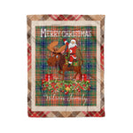 Personalized Gift Plaid Tartan Blanket Clan Wilson With Moose Lover Xmas Gift Santa Riding Christmas Fleece Blanket