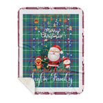 Personalized Gift Tartan Plaid Blanket Clan Inglis Ancient With Funny Santa Snowman Reindeer Merry Christmas Gift Sherpa Blanket, blue plaid sherpa blanket,blue tartan sherpa blanket,Buchan,buffalo plaid sherpa blanket,christmas sherpa blanket,Christmas Throw Blanket