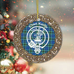 Circle Ornament (2 sided) - Keith Clan Tartan Crest Badge Old - Scotstee Shop