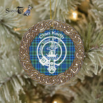 Circle Ornament (2 sided) - Keith Clan Tartan Crest Badge Old - Scotstee Shop