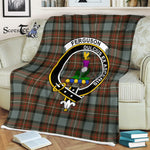 Clan Ferguson Blanket Plaid Blanket Ferguson Weathered Clan Crest Badge Tartan Blanket Scottish Green Plaid Throw Blanket - Scotstee Shop