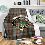Scotstee Shop Tartan Plaid Blanket Ferguson Weathered Clan Crest Badge Scottish Tartan Plaid Sherpa Blanket