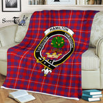 Hamilton Fleece Blanket Plaid Blanket Hamilton Clan Crest Badge Tartan Blanket Scottish Plaid Fleece Blanket