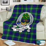 Clan Hamilton Blanket Hamilton Fleece Blanket Plaid Blanket Hamilton Hunting Clan Badge Tartan Blanket Scottish Blue Plaid Throw Blanket Tartan Plaid Fleece Blanket - Scotstee Shop
