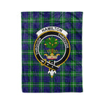 Hamilton Fleece Blanket Plaid Blanket Hamilton Hunting Clan Crest Badge Tartan Blanket Scottish Plaid Fleece Blanket