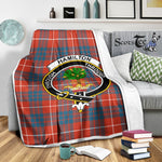 Scotstee Shop Tartan Plaid Blanket Hamilton Ancient Clan Crest Badge Scottish Tartan Plaid Sherpa Blanket