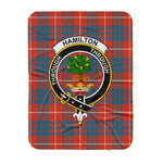 Scotstee Shop Tartan Plaid Blanket Hamilton Ancient Clan Crest Badge Scottish Tartan Plaid Sherpa Blanket