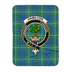 Scotstee Shop Tartan Plaid Blanket Hamilton Hunting Ancient Clan Crest Badge Scottish Tartan Plaid Sherpa Blanket