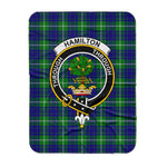 Scotstee Shop Tartan Plaid Blanket Hamilton Hunting Clan Crest Badge Scottish Tartan Plaid Sherpa Blanket