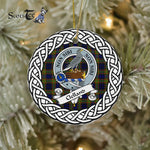 Clelland Scottish Clan Tartan Crest Badge Plaid Ornament Gift. Christmas Tree Ornament Clelland Clan Tartan Ornament,  ceramic ornament, personalized christmas ornaments, christmas tree ornaments, christmas door decorations, Plaid Ornament, Tartan Ceramic Ornament