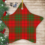 Comyn Red Tartan Ornament Star Ornament, Christmas Star Decorations, ceramic ornament, Plaid Star Ceramic Ornament, Christmas Ornament Decorations Gift