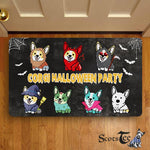 Corgi Doormat Happy Halloween Doormat Cute Happy Corgi Halloween Party Funny Halloween Doormat Home Doormat - Scotstee Shop
