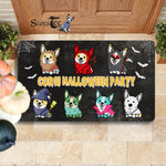 Corgi Doormat Happy Halloween Doormat Cute Happy Corgi Halloween Party Funny Halloween Doormat Home Doormat - Scotstee Shop