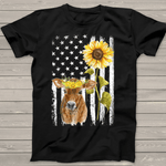 Scotstee Shop - Cow USA Flag Sunflower Cow Sunflower 4th Of July Shirt