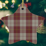 Cunningham Burgundy Dancers Tartan Ornament Star Ornament, Christmas Star Decorations, ceramic ornament, Plaid Star Ceramic Ornament, Christmas Ornament Decorations Gift