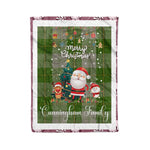 Personalized Gift Tartan Plaid Blanket Clan Cunningham Dress Green With Funny Santa Snowman Reindeer Merry Christmas Fleece Blanket, Home Living Room, Plaid Blanket, Tartan Blanket, Scottish Blanket, Buffalo fleece blanket, Christmas Blanket