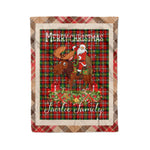 Personalized Gift Plaid Tartan Blanket Clan Fairlie With Moose Lover Xmas Gift Santa Riding Christmas Fleece Blanket