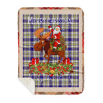 Personalized Gift Plaid Tartan Blanket Clan Livingstone Dress With Moose Lover Xmas Gift Santa Riding Buffalo Plaid Christmas Sherpa Blanket