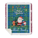 Personalized Gift Tartan Plaid Blanket Clan Lockhart With Funny Santa Snowman Reindeer Merry Christmas Gift Sherpa Blanket, blue plaid sherpa blanket,blue tartan sherpa blanket,Buchan,buffalo plaid sherpa blanket,christmas sherpa blanket,Christmas Throw Blanket