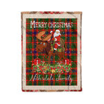 Personalized Gift Plaid Tartan Blanket Clan Nithsdale With Moose Lover Xmas Gift Santa Riding Christmas Fleece Blanket