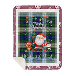 Personalized Gift Tartan Plaid Blanket Clan Blackwatch Dress Modern With Funny Santa Snowman Reindeer Merry Christmas Gift Sherpa Blanket, blue plaid sherpa blanket,blue tartan sherpa blanket,Buchan,buffalo plaid sherpa blanket,christmas sherpa blanket,Christmas Throw Blanket