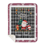 Personalized Gift Tartan Plaid Blanket Clan Troup With Funny Santa Snowman Reindeer Merry Christmas Gift Sherpa Blanket, blue plaid sherpa blanket,blue tartan sherpa blanket,Buchan,buffalo plaid sherpa blanket,christmas sherpa blanket,Christmas Throw Blanket