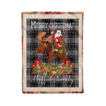 Personalized Gift Plaid Tartan Blanket Clan Moffat With Moose Lover Xmas Gift Santa Riding Christmas Fleece Blanket