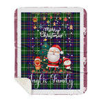 Personalized Gift Tartan Plaid Blanket Clan Inglis With Funny Santa Snowman Reindeer Merry Christmas Gift Sherpa Blanket, blue plaid sherpa blanket,blue tartan sherpa blanket,Buchan,buffalo plaid sherpa blanket,christmas sherpa blanket,Christmas Throw Blanket