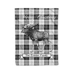 Scotstee Shop - Tartan Blanket With Moose Clan Erskine Black And White Plaid Blanket Tartan Plaid Fleece Blanket, Christmas Blanket