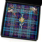 To My Beautiful Soulmate Sunflower Necklace In Your Eyes I Have Found My Home Clan McCorquodale Tartan Jewelry For Girlfriend, Tartan Sunflower Pendant Necklace, Scottish Tartan Jewelry, valentine necklace, necklace girlfriend, necklace for wife, cute necklaces for girlfriend, jewelry for girlfriend, to my soulmate necklace, to my future wife necklace