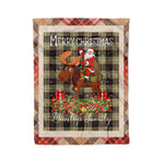 Personalized Gift Plaid Tartan Blanket Clan Dunlop Hunting With Moose Lover Xmas Gift Santa Riding Christmas Fleece Blanket