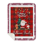 Personalized Gift Tartan Plaid Blanket Clan Matheson With Funny Santa Snowman Reindeer Merry Christmas Gift Sherpa Blanket, blue plaid sherpa blanket,blue tartan sherpa blanket,Buchan,buffalo plaid sherpa blanket,christmas sherpa blanket,Christmas Throw Blanket